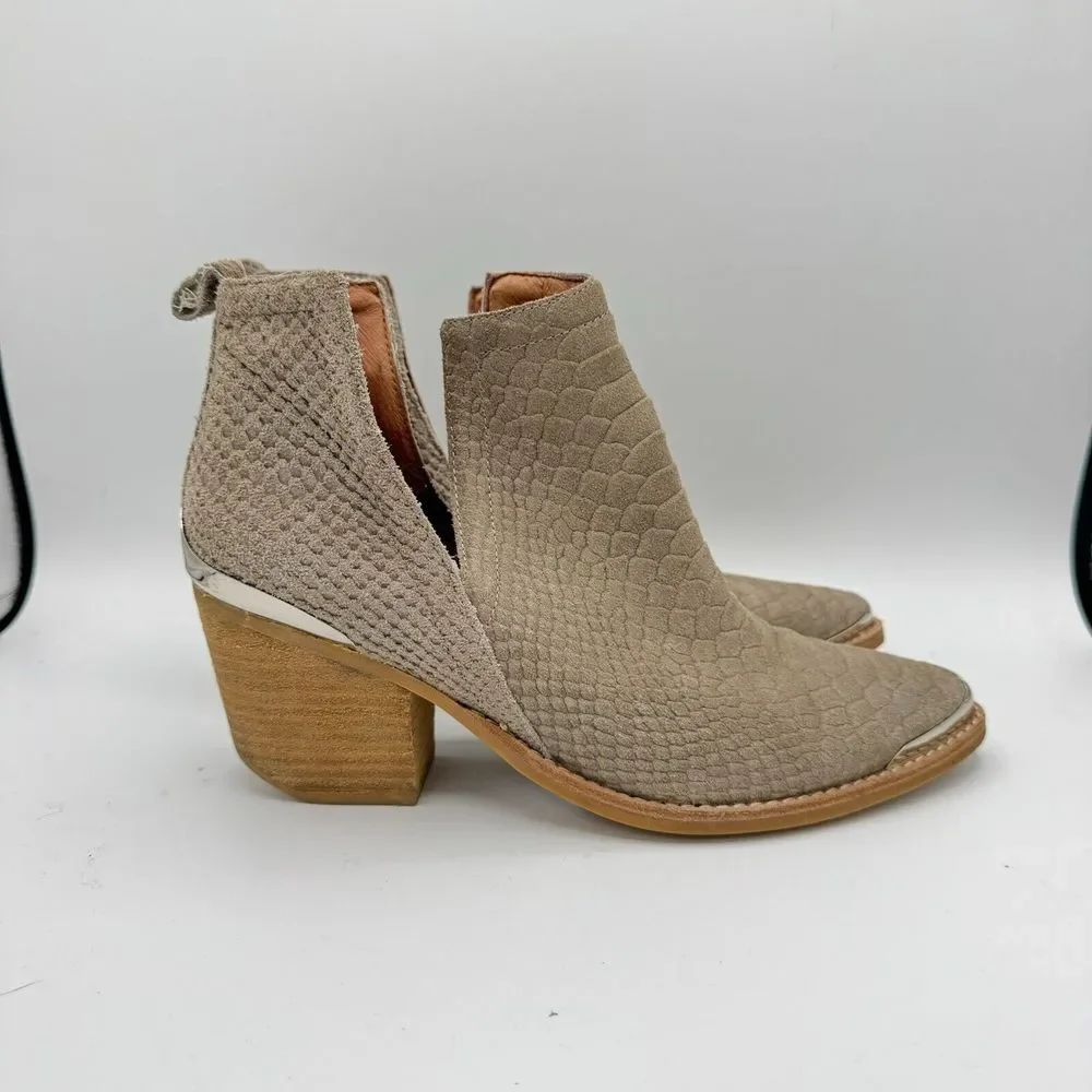 Jeffrey Campbell Cromwell Gray Snake Suede‎ Leather Ankle Boots Bootie Size 8.5